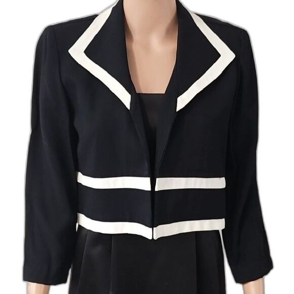 John Roberts Black and White Blazer with Nautical Stripes - Picture 1 of 11